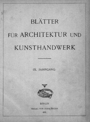 9.1896: Blätter für Architektur und Kunsthandwerk