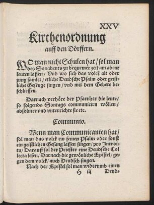 Kirchenordnung auff den Dörffern.