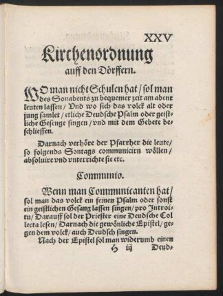 Kirchenordnung auff den Dörffern.