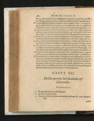 Caput XXI. De Exceptione Satisdationis, & Guarendae.