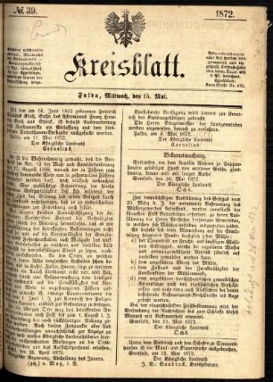 Ausgabe vom Mittwoch, den 15. Mai 1872.