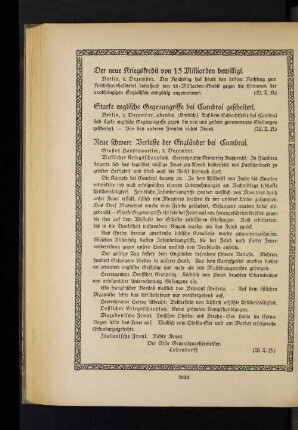 Neue schwere Verluste der Engländer bei Cambrai.