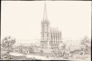 Fürstliche Gruft mit Kapelle und Friedhof: Perspektivische Ansicht der Gesamtanlage