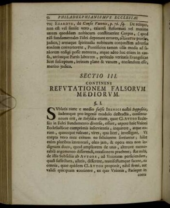 Sectio III. Contines Refutationem Falsorum Mediorum.