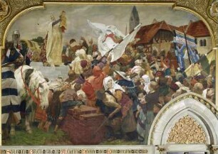 Sophie von Brabant läßt die Marburger Heinrich dem Kind huldigen, 1248