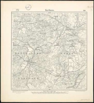Meßtischblatt 389 : Karthaus, 1906 : Karthaus. - Aufn. 1875, hrsg. 1877, einz. Nachtr. 1906. - 1:25000. - [Berlin]: Reichsamt für Landesaufnahme, 1906. - 1 Kt.