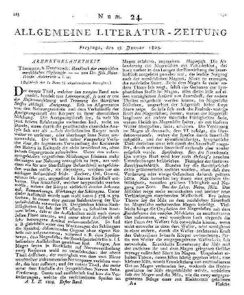 Autenrieth, J. H. F. von: Handbuch der empirischen menschlichen Physiologie (Beschluß der in Num. 23. abgebrochenen Recension)