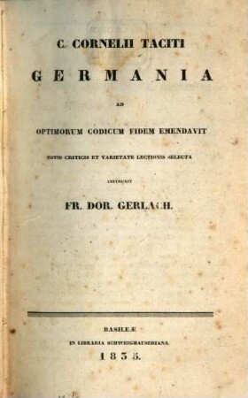 Tacitus Germania. Erste Abtheilung, Text