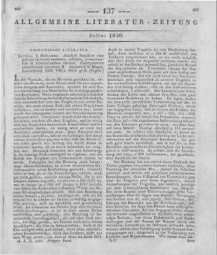 Haupt, K. G.: Aeschyli Supplices, cum Potiore Lectionis Varietate, Scholiis, Quaestionibus Et Adnotationibus Criticis. Leipzig: Hartmann 1829
