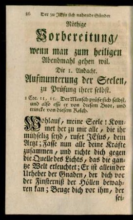 Nöthige Vorbereitung/ wenn man zum heiligen Abendmahl gehen wil
