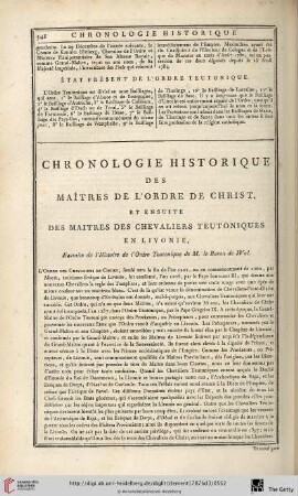 Chronologie historique des maitres de l’Ordre de Christ, et ensuite des maitres des Chevaliers Teutoniques en Livonie