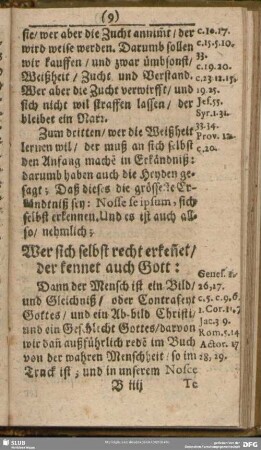 Wer sich selbst recht erken[n]et, der kennet auch Gott