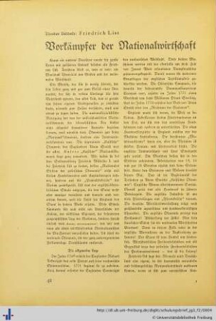 Friedrich List. Vorkämpfer der Nationalwirtschaft.