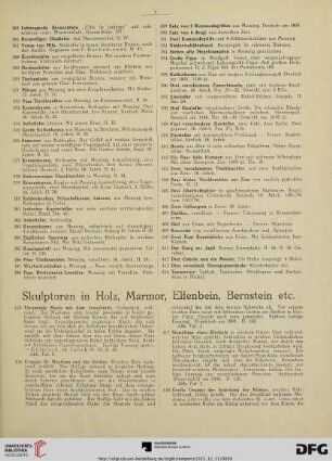 Skulpturen in Holz, Marmor, Elfenbein, Bernstein etc. (Nr. 415-460)