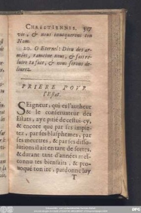 Priere Pour l'Estat.