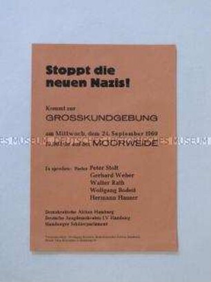 Einladung zu einer Kundgebung der "Demokratischen Aktion" Hamburg gegen Neonazismus
