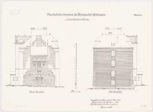 Physikalisches Institut der Universität Göttingen: Aufriss Westansicht und Ostansicht 1:100
