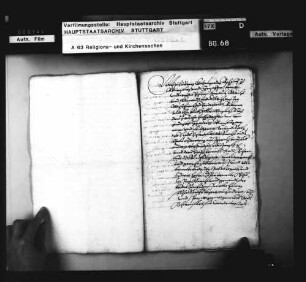Schreiben, betreffend die brandenburgisch-württembergische Verwendung beim Bischof von Würzburg für Gochsheim und Sennfeld der Religion halber.