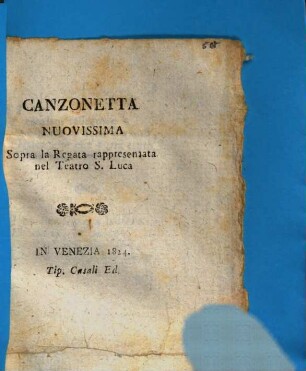 Canzonetta nuovissima sopra la regata rappresentata nel teatro S. Luca