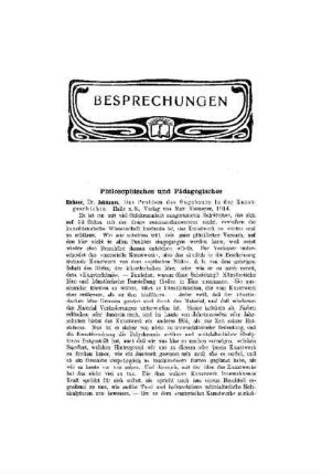 Besprechungen : Philosophisches und Pädagogisches