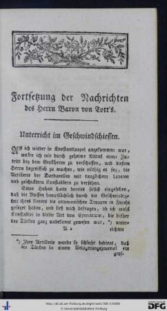 Fortsetzung der Nachrichten des Herrn Baron von Tott's.