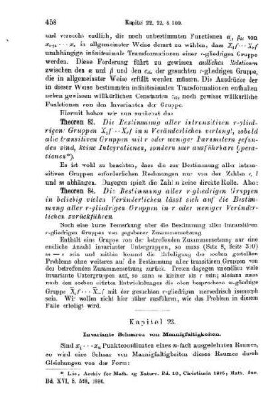 Kapitel 23. Invariante Schaaren von Mannigfaltigkeiten.