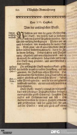 Das XVI. Capitel. Von der anfänglichen Busse.