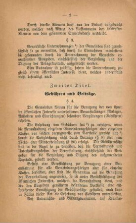 Zweiter Titel. Gebühren und Beiträge.
