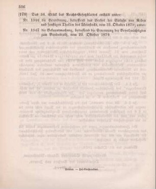 170. Das 34. des Reichs-Gesetzblattes enthält unter ...