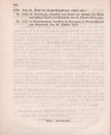 170. Das 34. des Reichs-Gesetzblattes enthält unter ...
