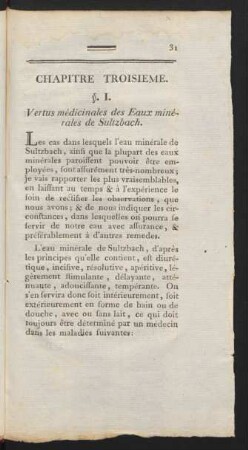 §. I. Vertus médicinales des Eaux minérales de Sultzbach.