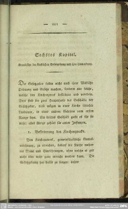 Sechstes Kapitel. Grundsätze der kirchlichen Gesetzgebung und ihre Anwendung