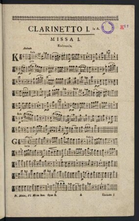 1-4, Missa I. - Clarinetto I.