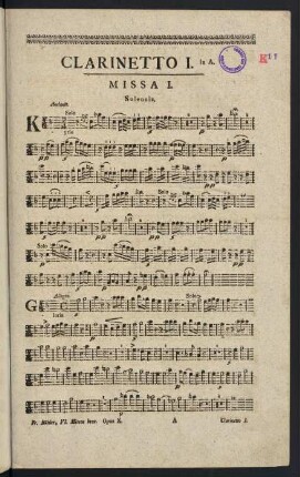 1-4, Missa I. - Clarinetto I.