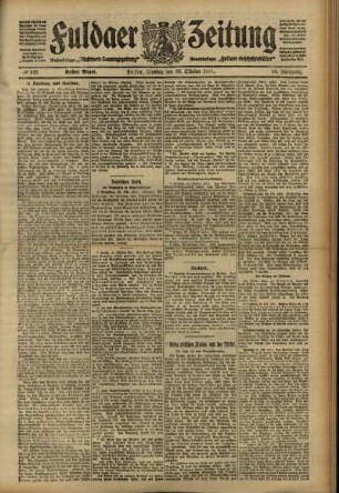 Erste Ausgabe vom Montag, den 30. Oktober 1911.