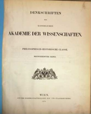 Denkschriften. 19. 1870