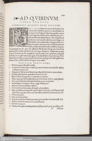 Ad Quirinum Liber Tertius
