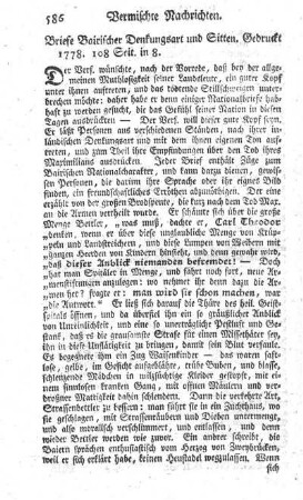 Briefe bairischer Denkungsart und Sitten.
