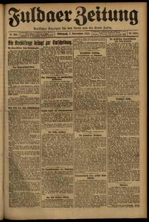 Erste Ausgabe vom Mittwoch, den 07. Dezember 1921.