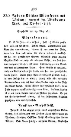 XL.) Johann Philipp Widerspann aus Usenborn, genannt der Usenborner Lips, auch Dreher-Lips.
