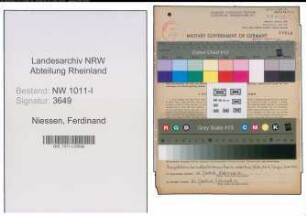 Entnazifizierung Ferdinand Niessen , geb. 20.04.1917 (Baecker)