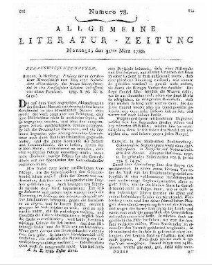Prüfung der in der Berliner Monatsschrift vom May 1787 befindlichen Abhandlung, den freyen Getreydehandel in den Preussischen Staaten betreffend / von einem Patrioten. - Berlin : Himburg, 1787