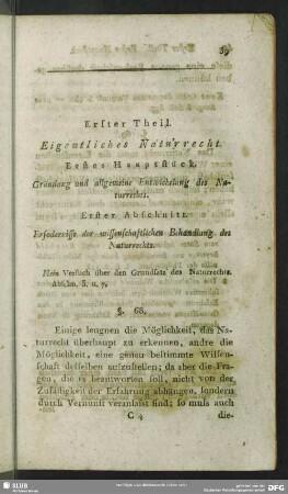 Erster Theil. Eigentliches Naturrecht