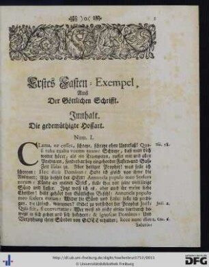 Erstes Fasten-Exempel, aus der Göttlichen Schrifft.