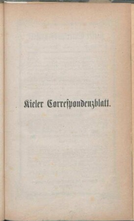 Kieler Correspondenzblatt.