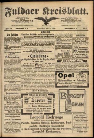Zweite Ausgabe vom Samstag, den 14. Mai 1904.
