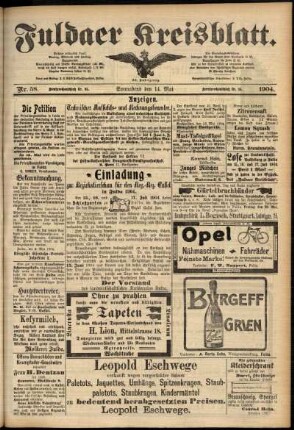 Zweite Ausgabe vom Samstag, den 14. Mai 1904.