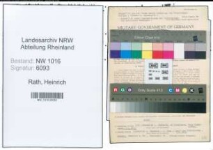 Entnazifizierung Heinrich Rath , geb. 18.03.1906 (Studienrat)