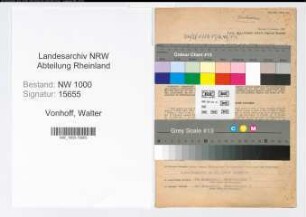 Entnazifizierung Walter Vonhoff, geb. 19.07.1905 (Sparkassenbeamter)