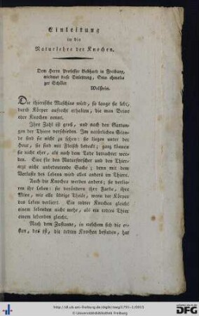 Einleitung in die Naturlehre der Knochen.